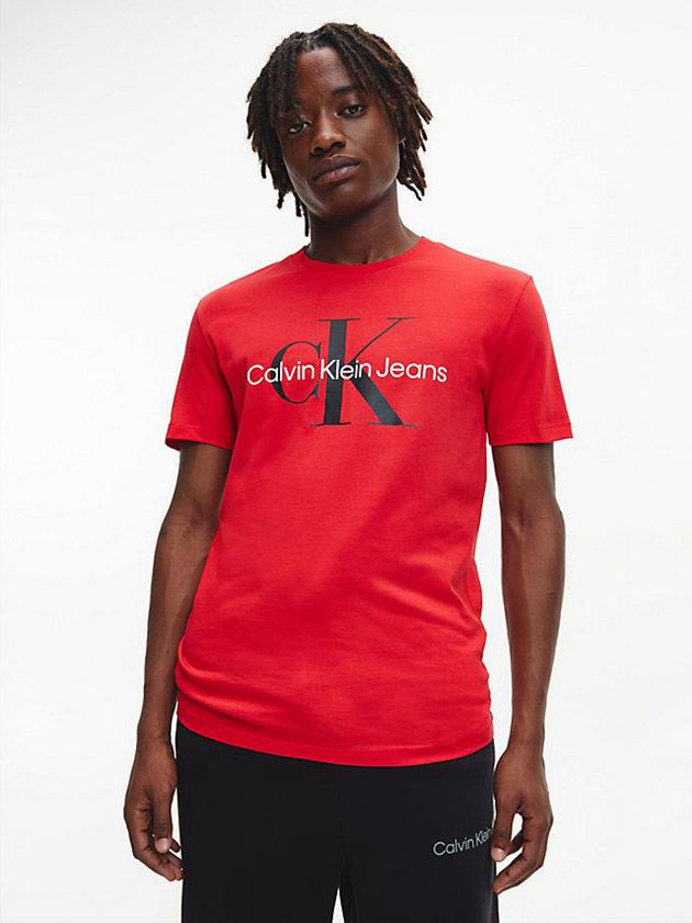 Calvin Klein USA Slim Monogram Mens T-Shirt Red 2785169-LO